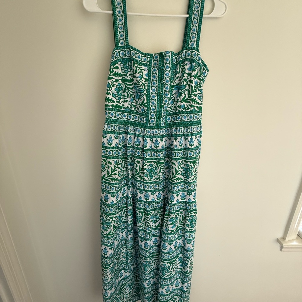PINK CITY PRINTS Green and White Maxi Dress